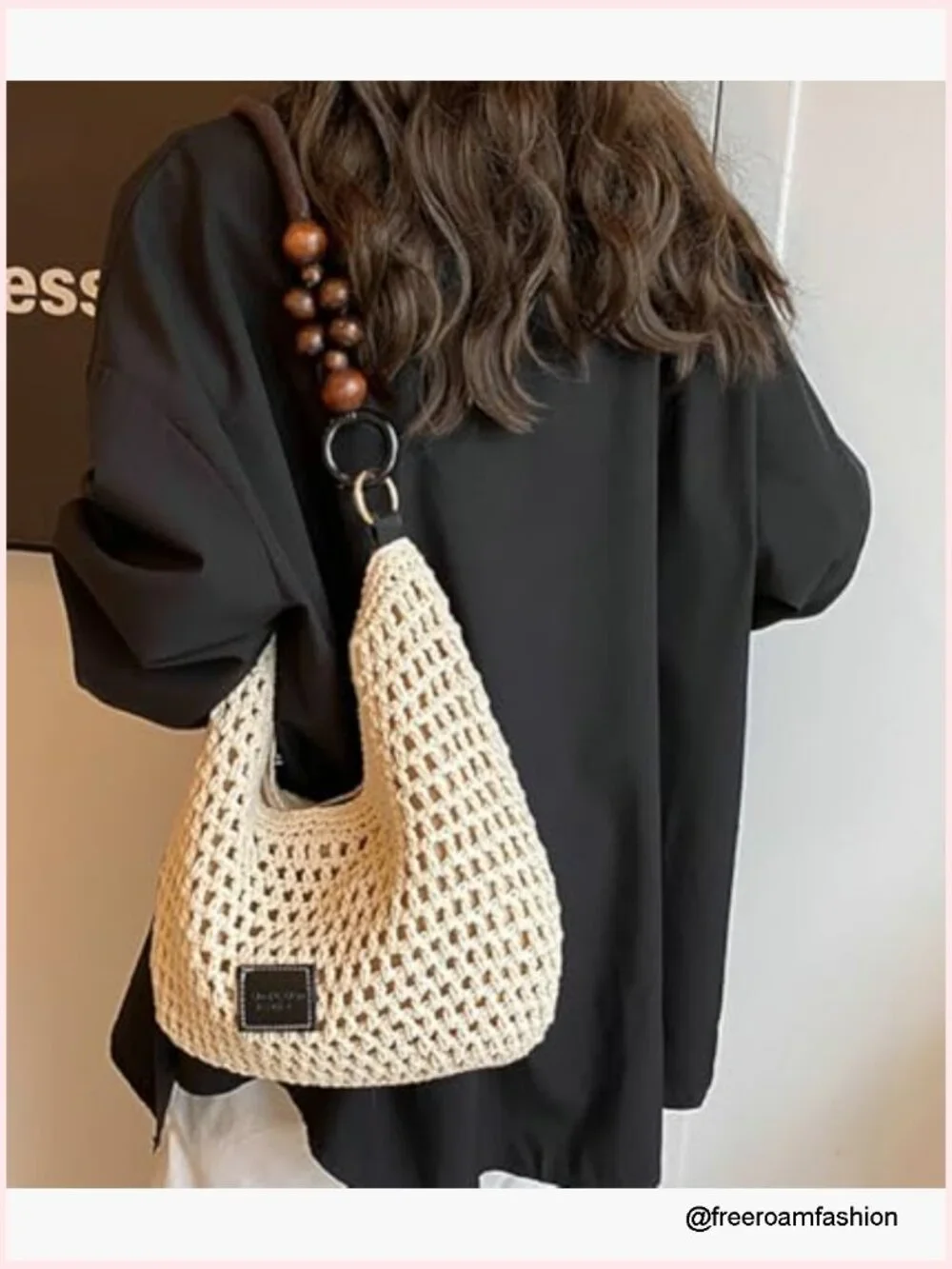 Woven Crochet Hobo Beach Bag - Large Capacity Shoulder Tote